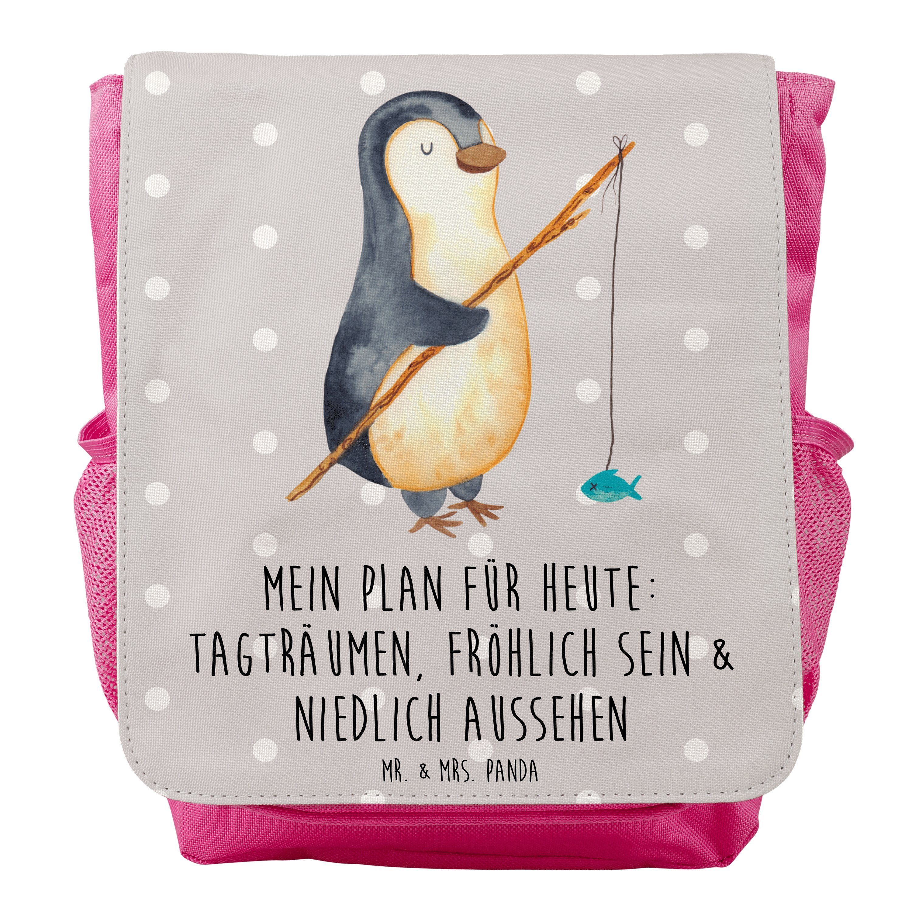 Mr. & Mrs. Panda Kinderrucksack Mädchen Pinguin Angler - Grau Pastell - Geschenk, Freundinnen, Rucksa