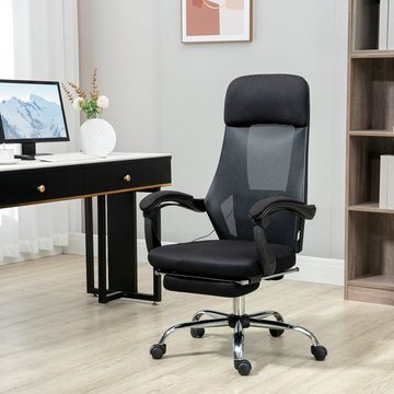 Vinsetto Schreibtischstuhl Bürostuhl mit Liegefunktion, Computerstuhl (Massagestuhl, 1 St), mit 2 Vibrationspunkten, USB-Schnittstelle, inkl. Fußstütze