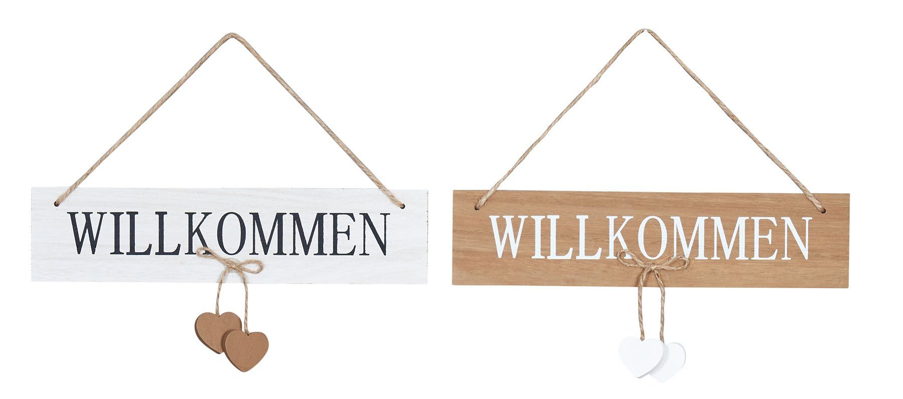 Levandeo® Wandbild, 2er Set Tür-Schilder Türhänger Willkommen Holz Herz Kor günstig online kaufen
