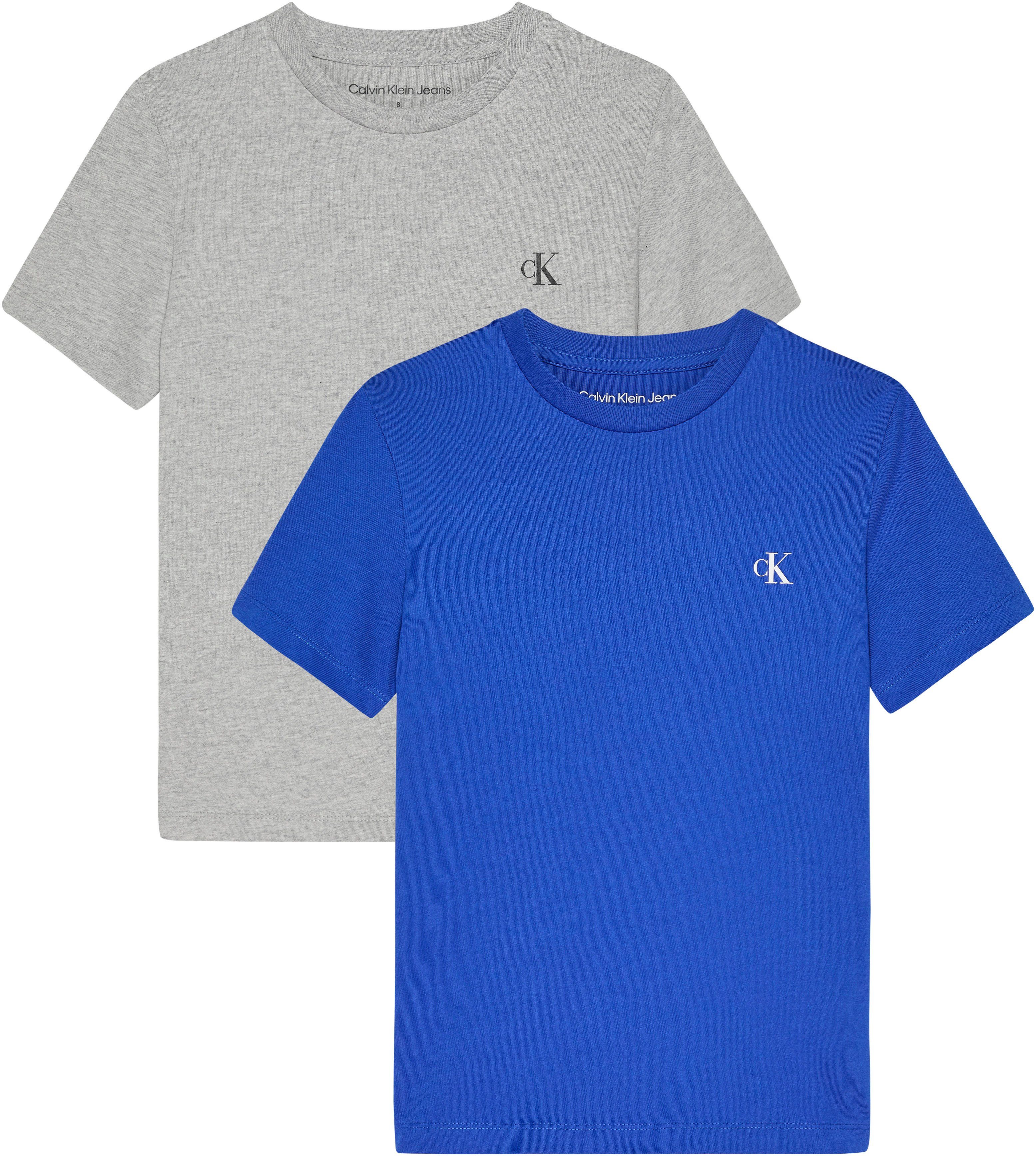 2-PACK Logodruck T-Shirt Calvin MONOGRAM Jeans mit Klein blau-grau TOP