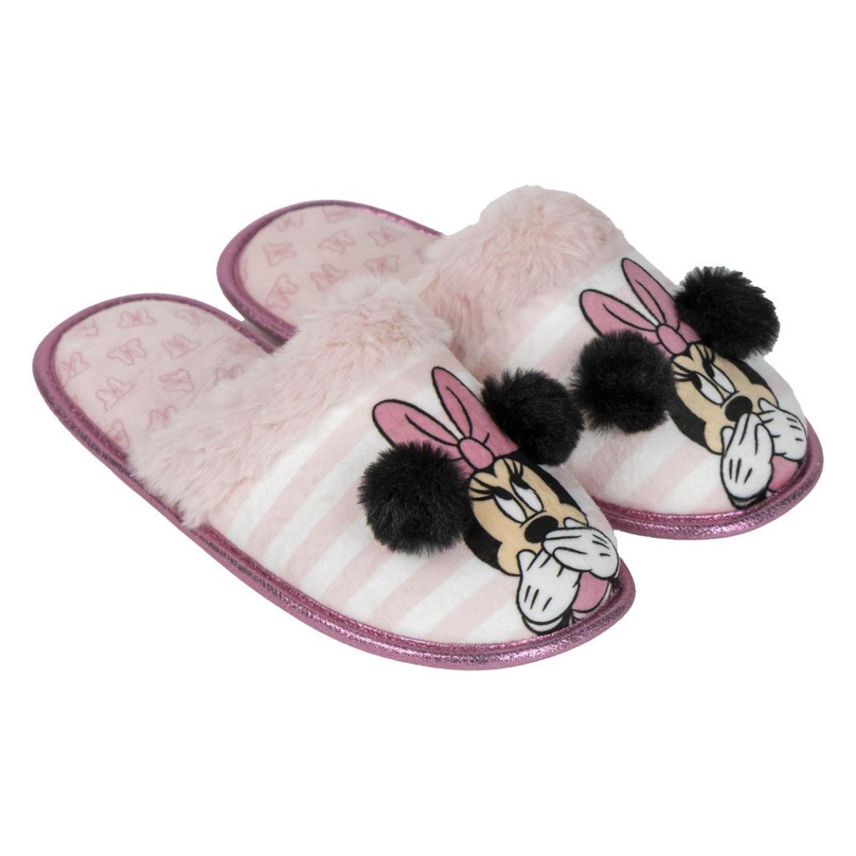 Disney Minnie Damen Pantoffeln offen, gemütliche Hauslatschen, Indoor Hausschuh