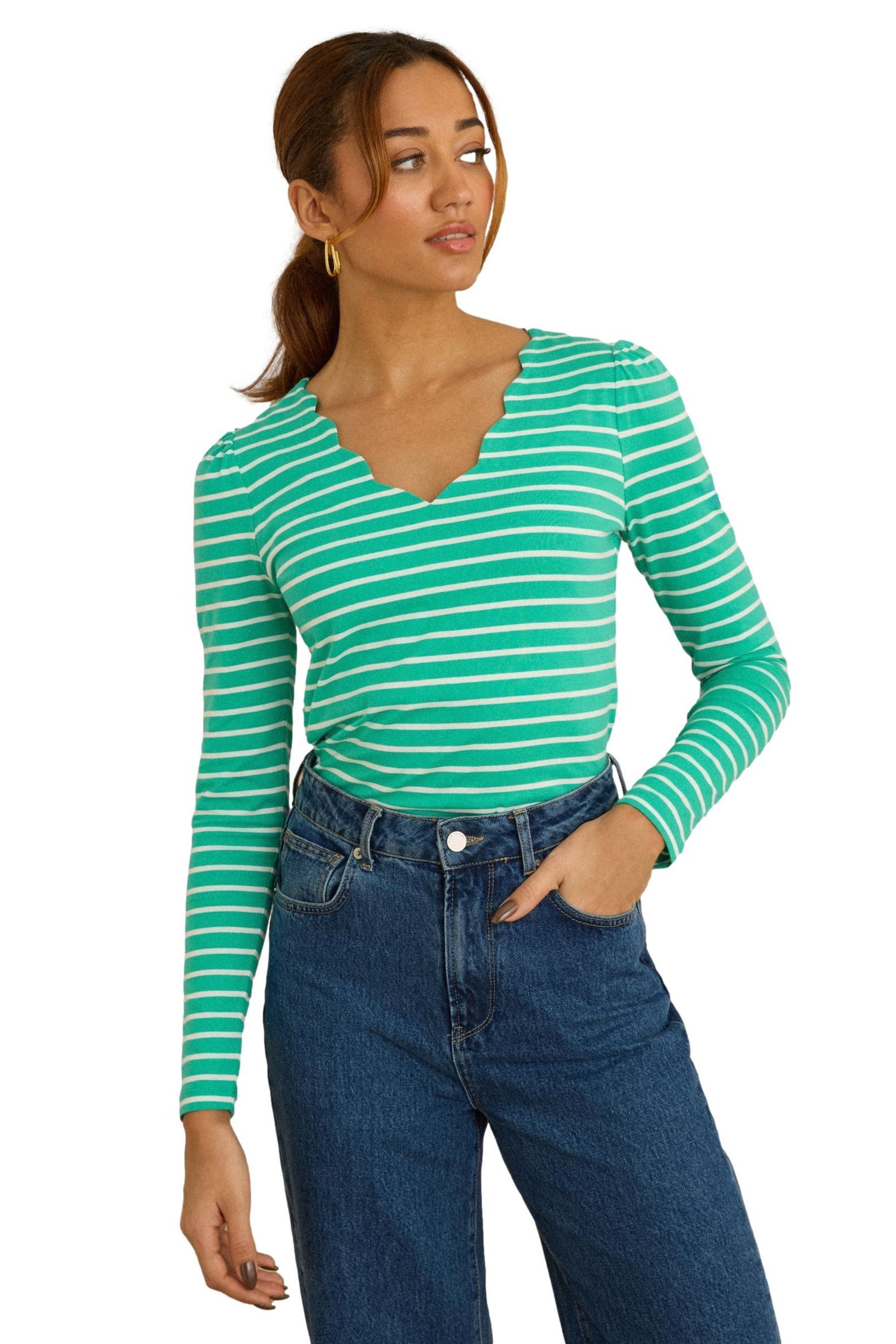 Love & Roses Langarmbluse Love & Roses Jersey-Shirt mit Bogenkanten, Regula günstig online kaufen