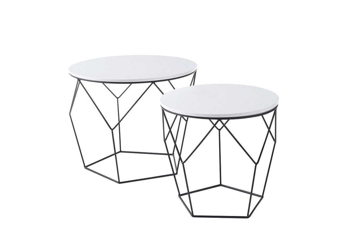 MCA furniture Couchtisch Couchtisch Set Haiti, 2-teilig, Ø40/Ø50, weiß matt / schwarz (Set), Breite 40 cm,50 cm,Tischplatte aus MDF