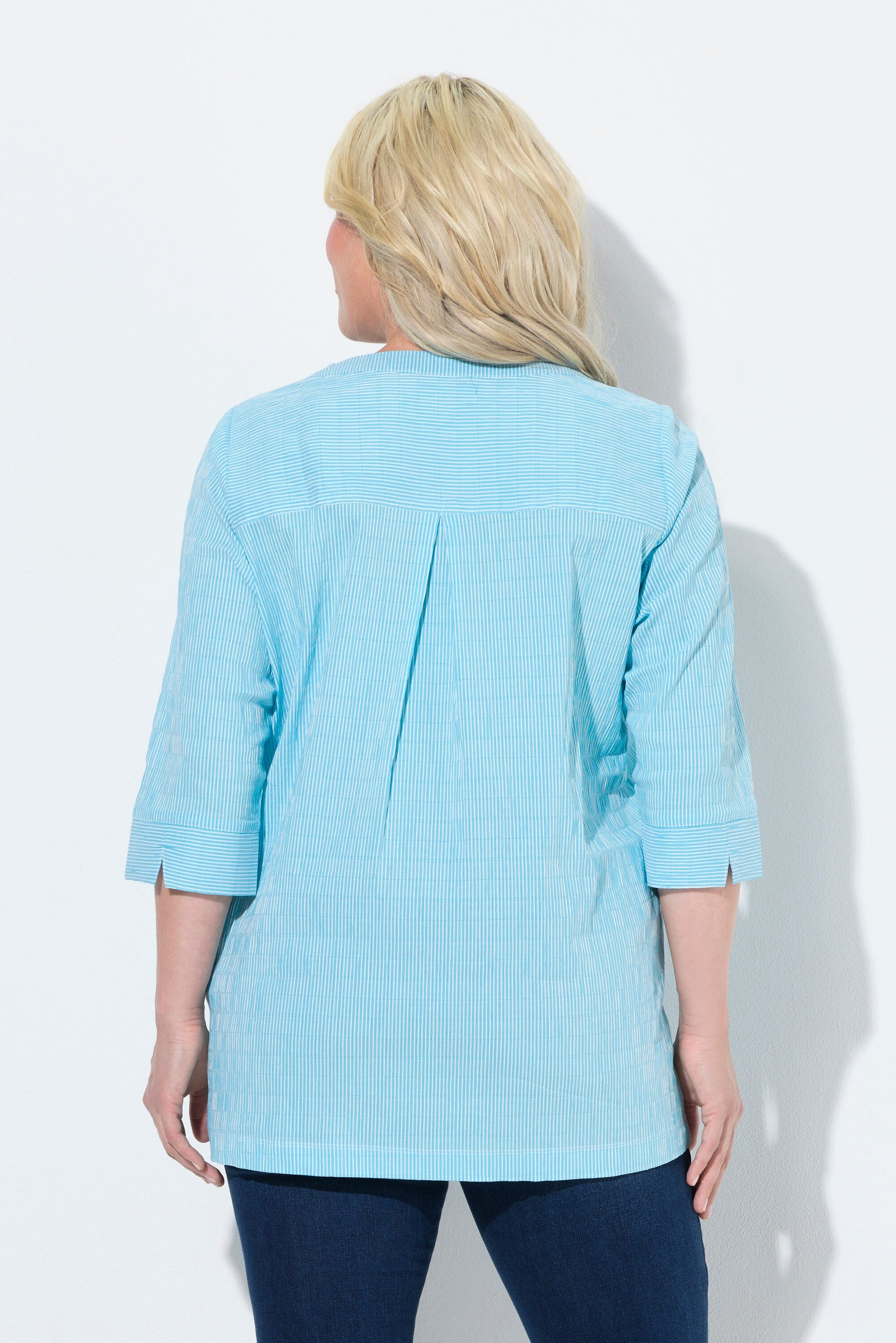 Ulla Popken Tunika Bubble-Tunika Herzausschnitt Biesen 3/4-Arm