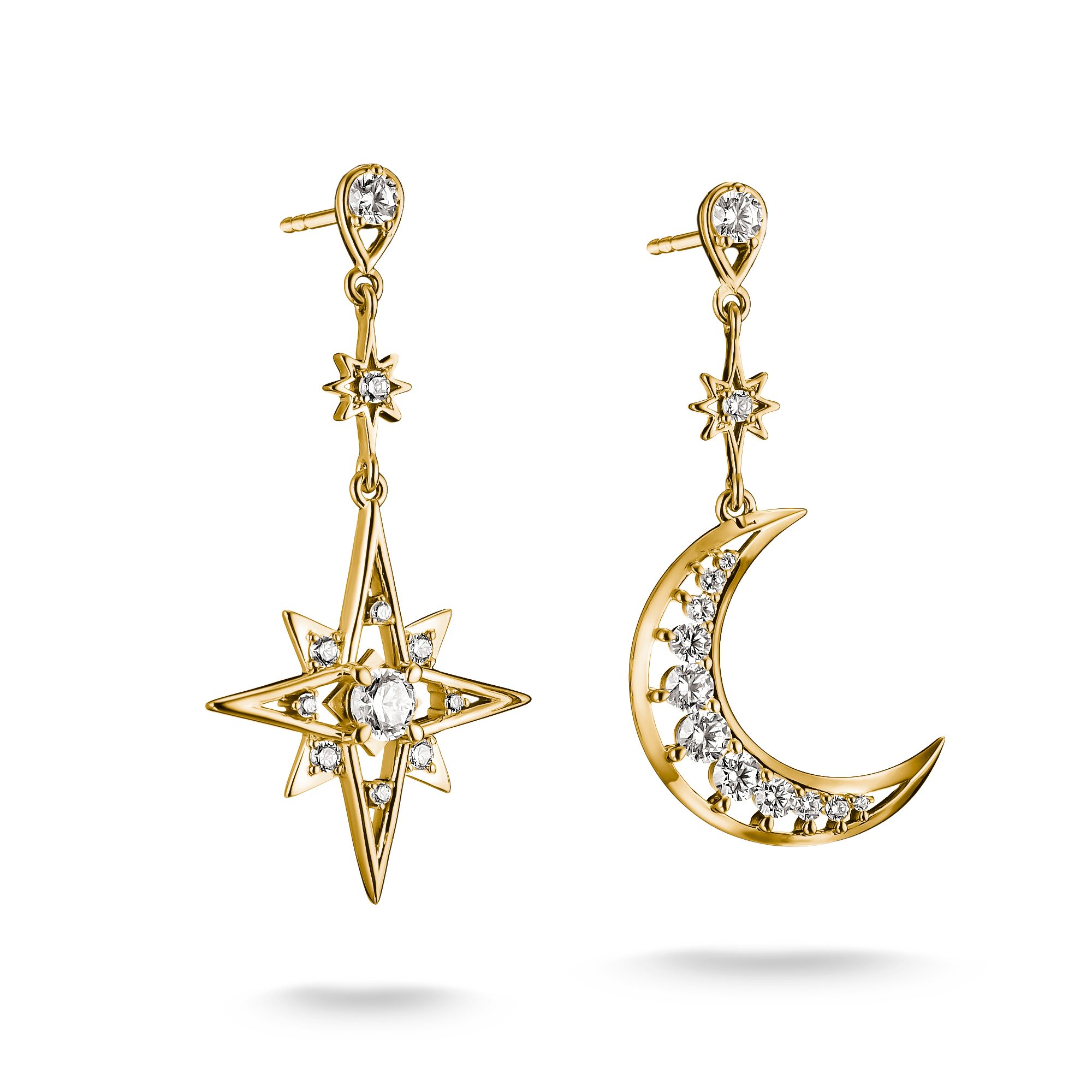 THOMAS SABO Paar Ohrhänger Midnight Sky Ohrringe gelbgoldfarben, mit Zirkonia (synth)