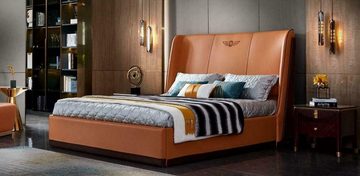 JVmoebel Lederbett, Bett Orange Schlafzimmer Neu Modern Design Möbel Holz Luxus Betten