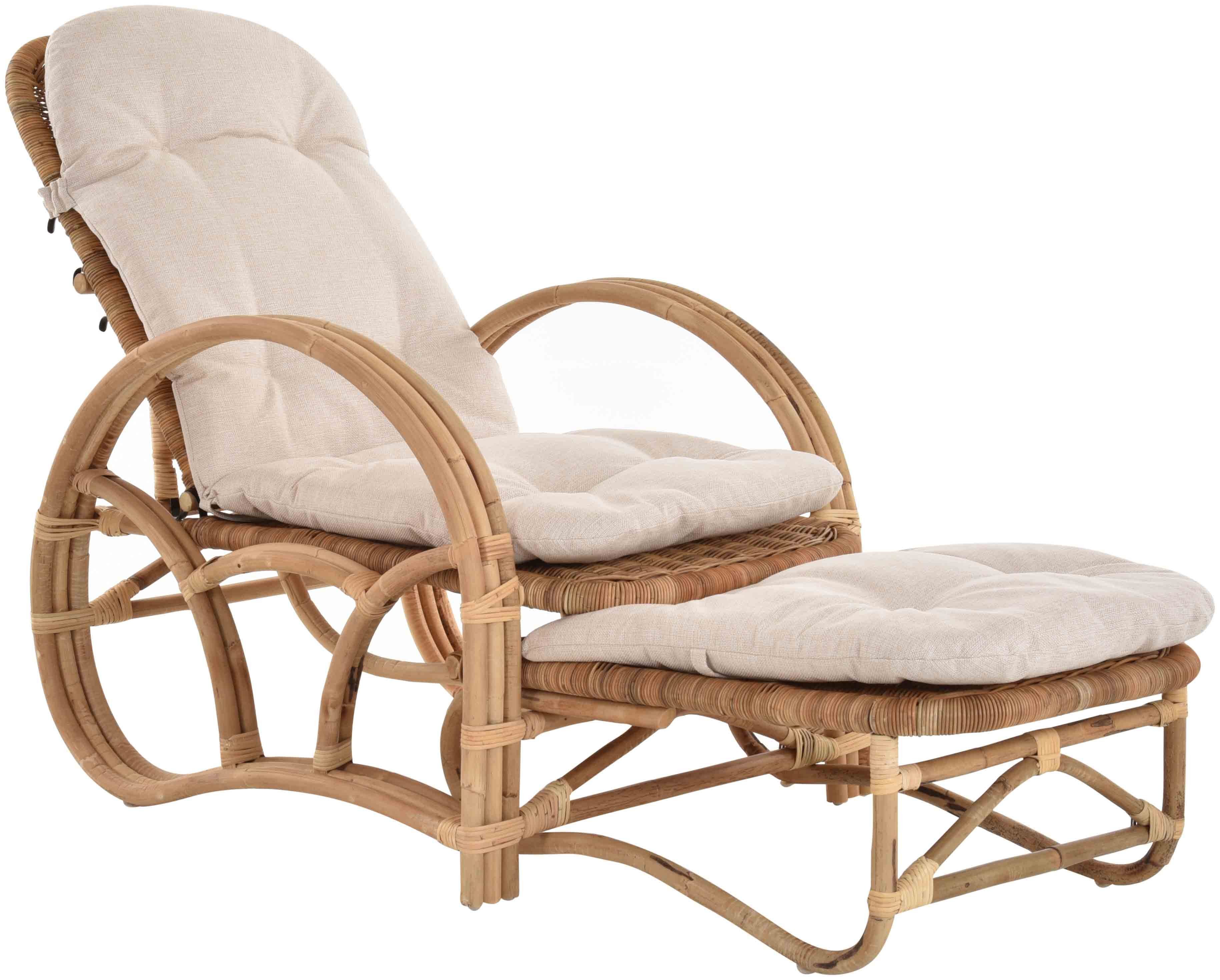 Krines Home Loungesessel Rattanliege Liegesessel klappbar mit Hocker Relax Liegestuhl Liege, mit Relaxfunktion