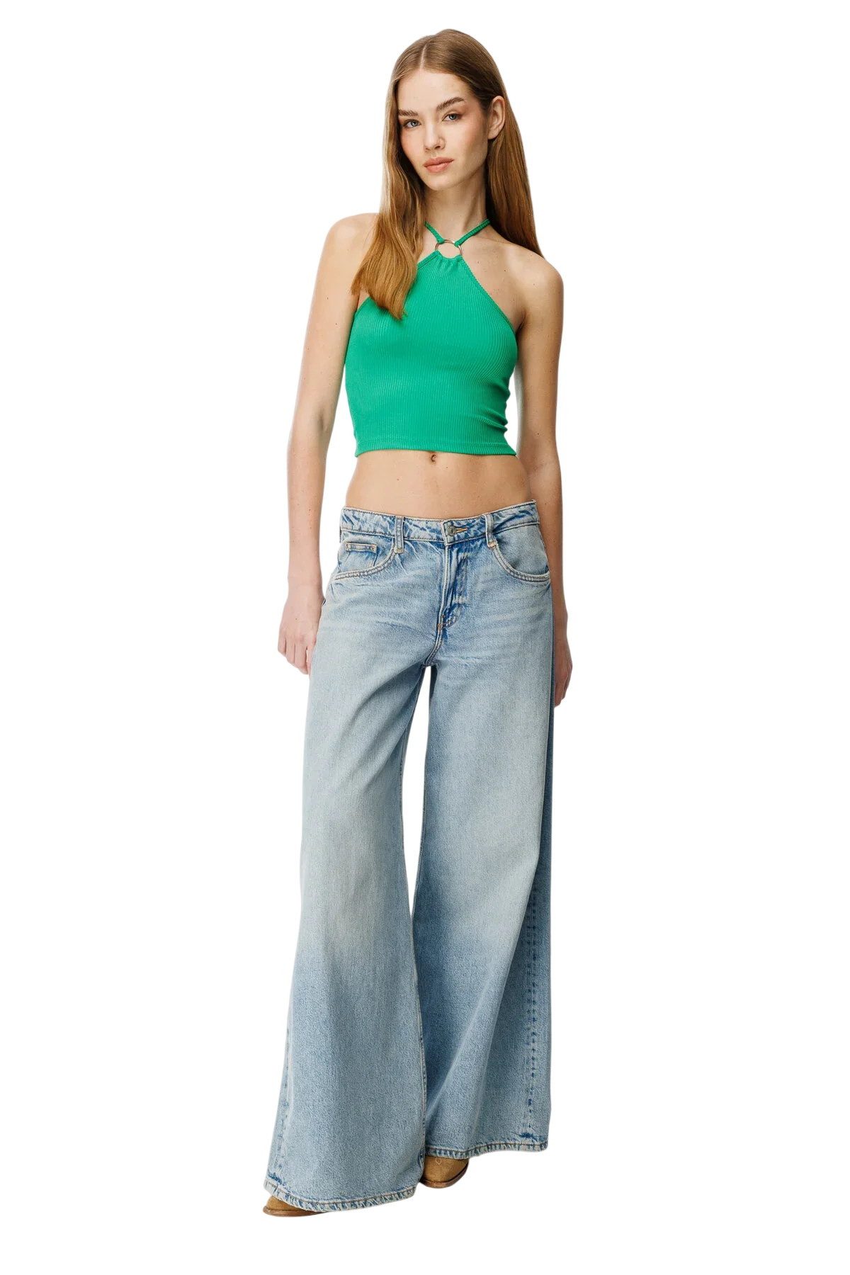 Blusentop Offene Schulter Metall Applikation Bluse