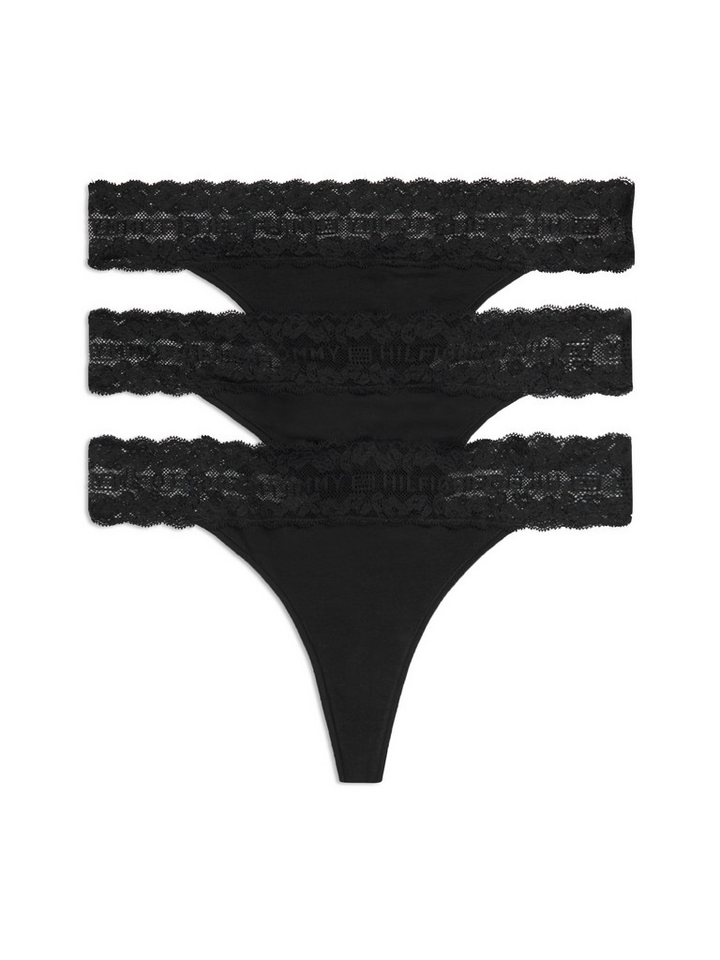 Tommy Hilfiger Underwear Tanga (3-St) Körpernahe Passform mit elastischem Spitzenbund