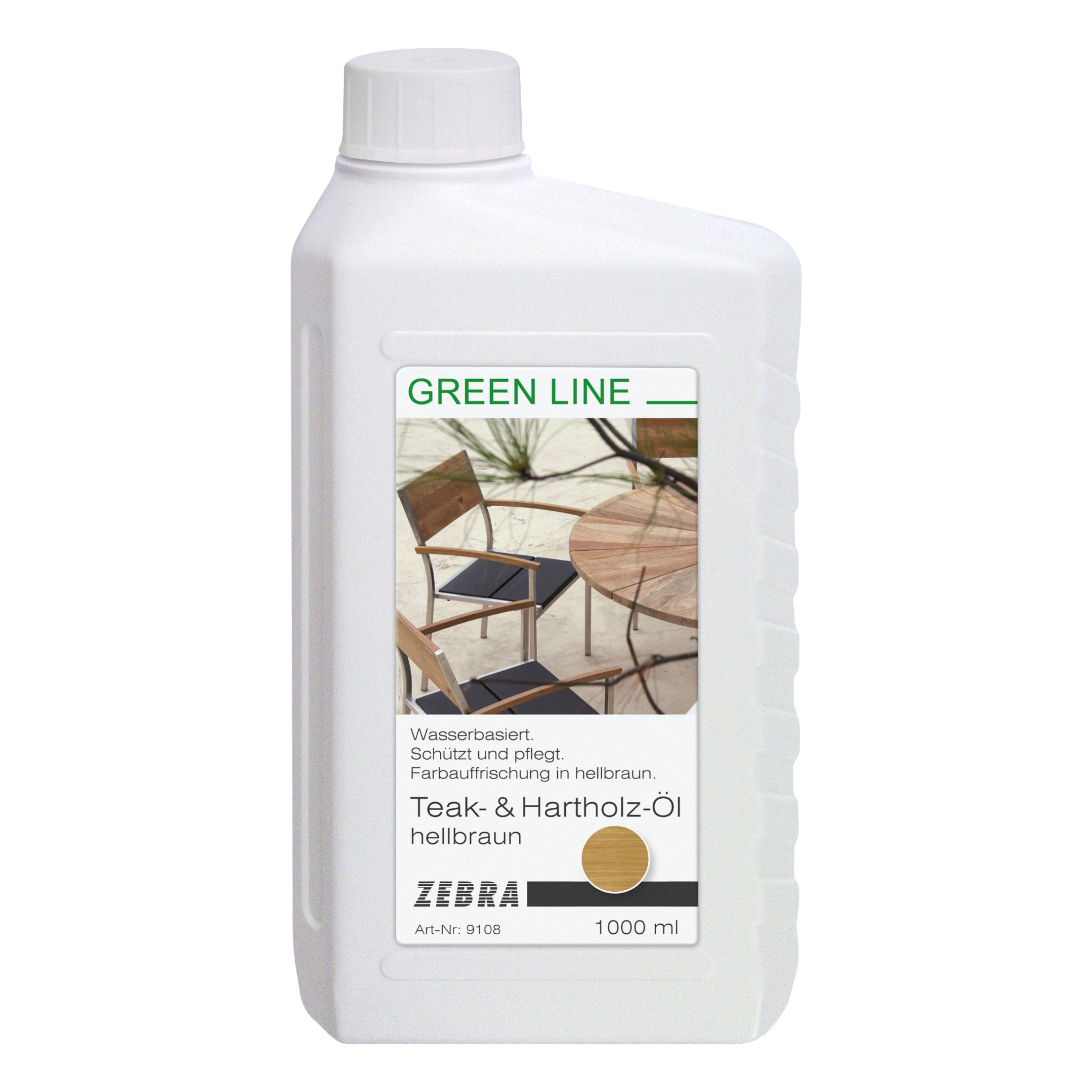 Teak- Green gegen Ausbleichen ZEBRA 1000ml, für & Möbel Hartholzöl Hartholz, Line, Farbauffrischer