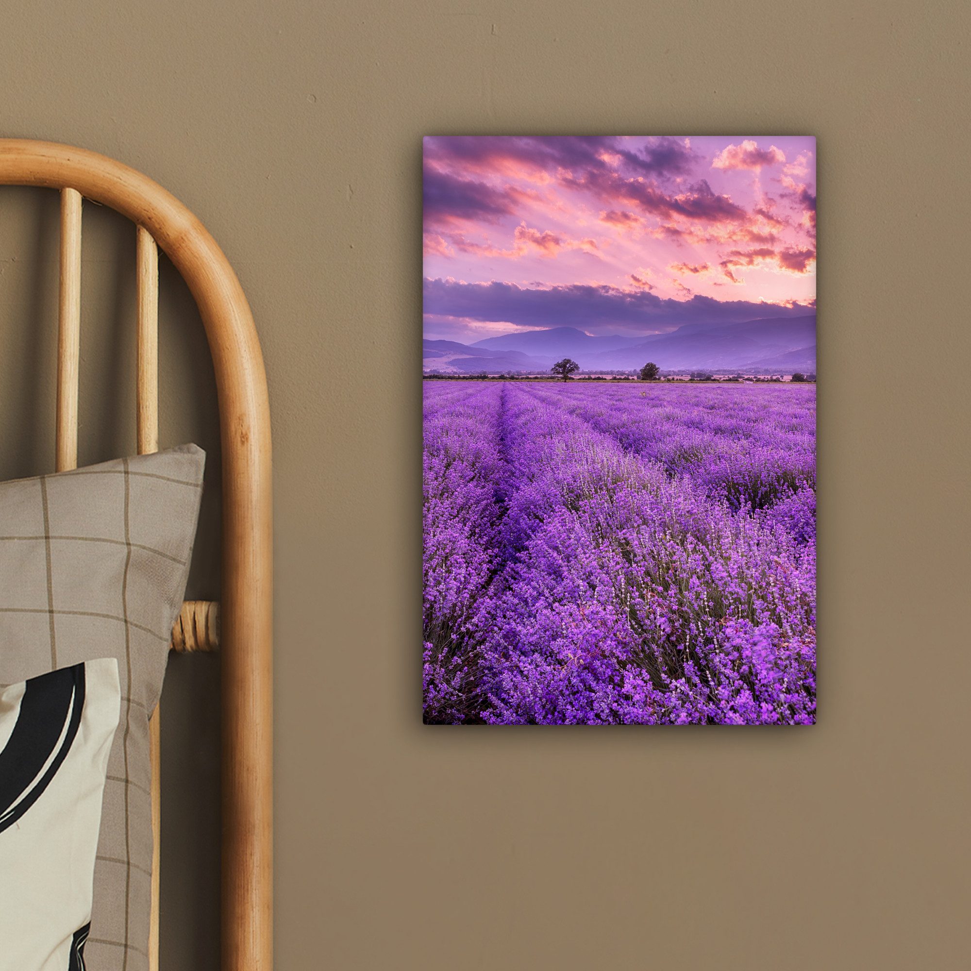 OneMillionCanvasses® Leinwandbild Lavendel - Lila - Blumen - Feld, Fotodruck (1 St), Leinwand Canvas Wandbild, Wanddekoration 20x30 cm – Bild 4 von 5
