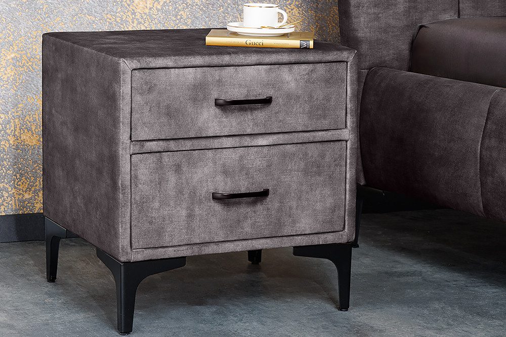 riess-ambiente Nachttisch BOUTIQUE 50cm dunkelgrau / schwarz (Einzelartikel günstig online kaufen