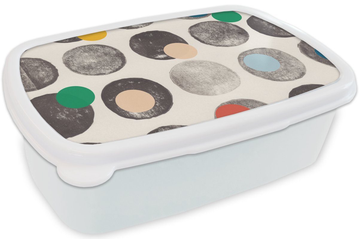 Pastell, für Erwachsene, weiß für Kinder - Brotdose, Kreise Kunststoff, Jungs - - Mädchen und Brotbox Farben Abstrakt MuchoWow (2-tlg), und Lunchbox