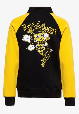 QueenKerosin Sweatjacke Bee Queen mit kontrastierenden Raglanärmeln