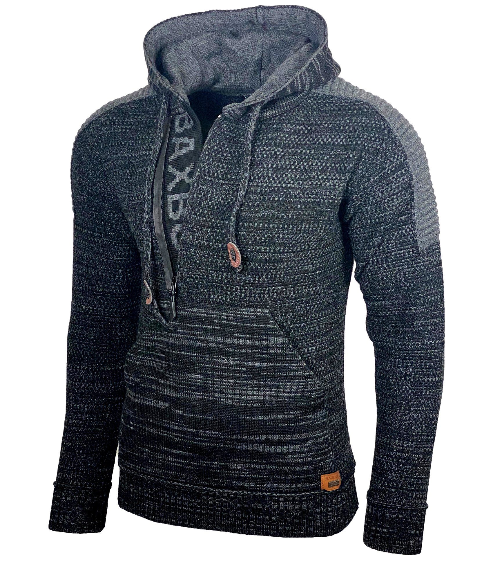 Baxboy Strickpullover Baxboy Herren Strick Pullover Kapuzenpullover Reißver günstig online kaufen