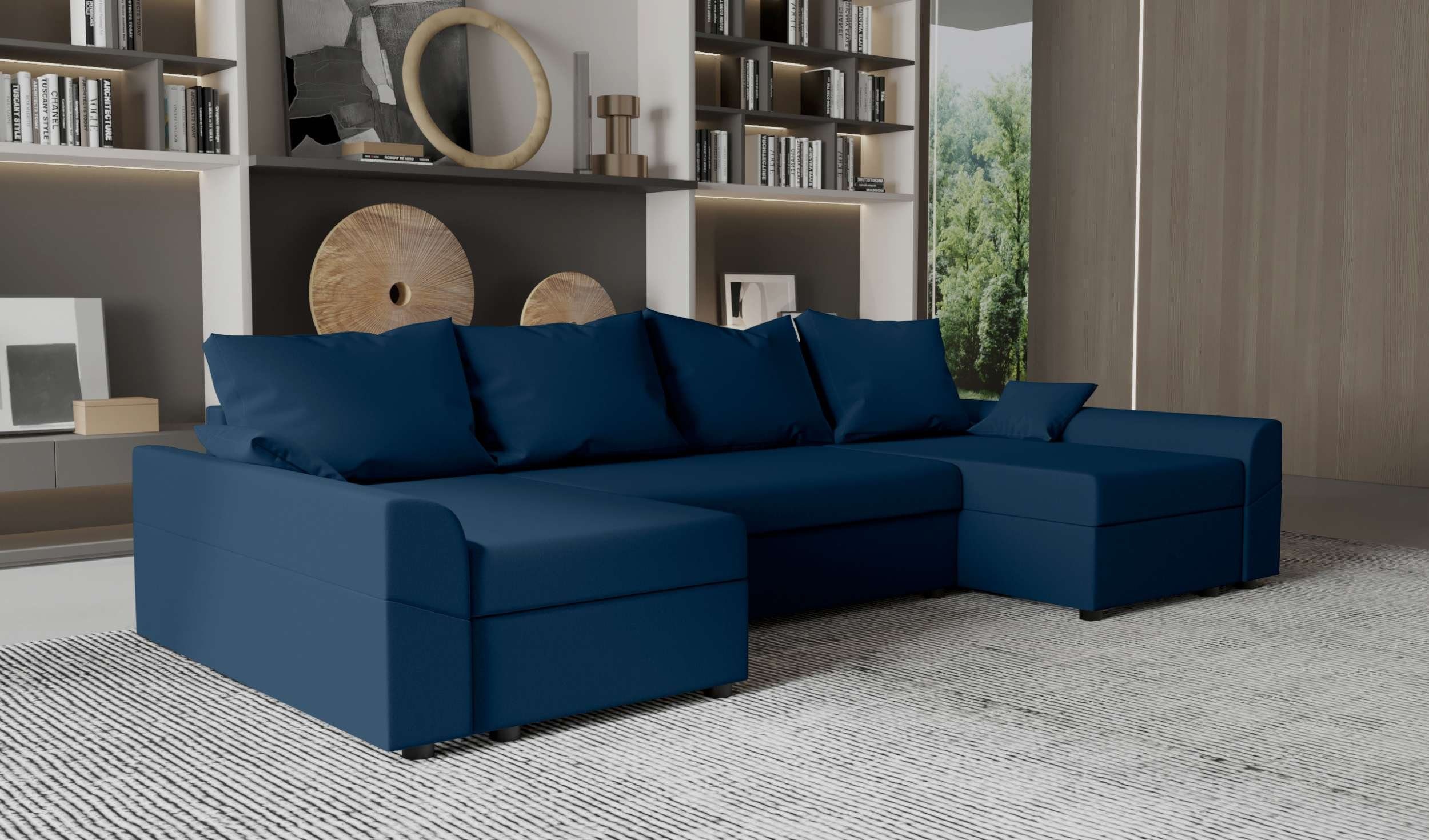 Stylefy Wohnlandschaft Carolina, U-Form, Eckcouch, Sitzkomfort, Design Sofa, mit Bettfunktion, mit Modern Bettkasten