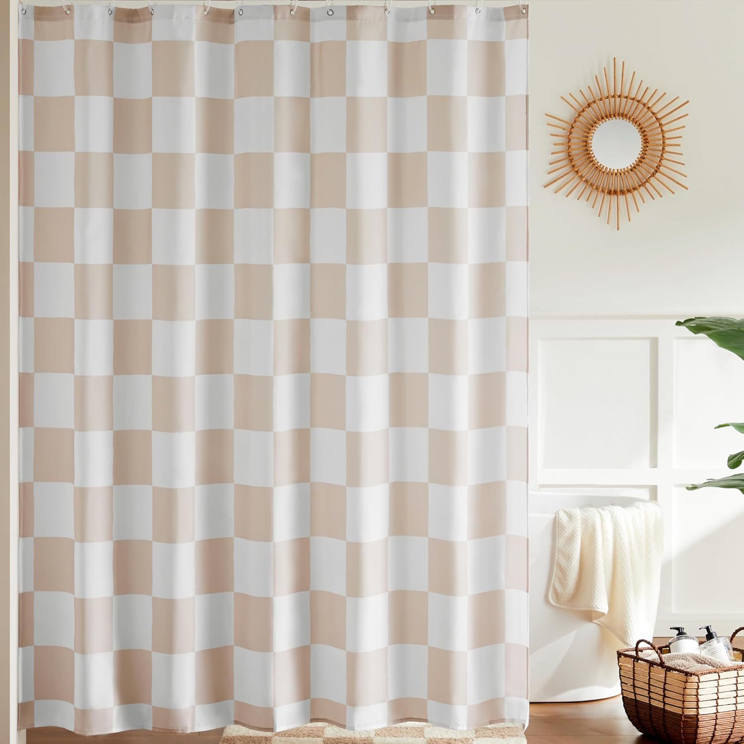 Coonoor Duschvorhang für Badezimmer, hübsches Retro-Schachbrettmuster,183 x günstig online kaufen