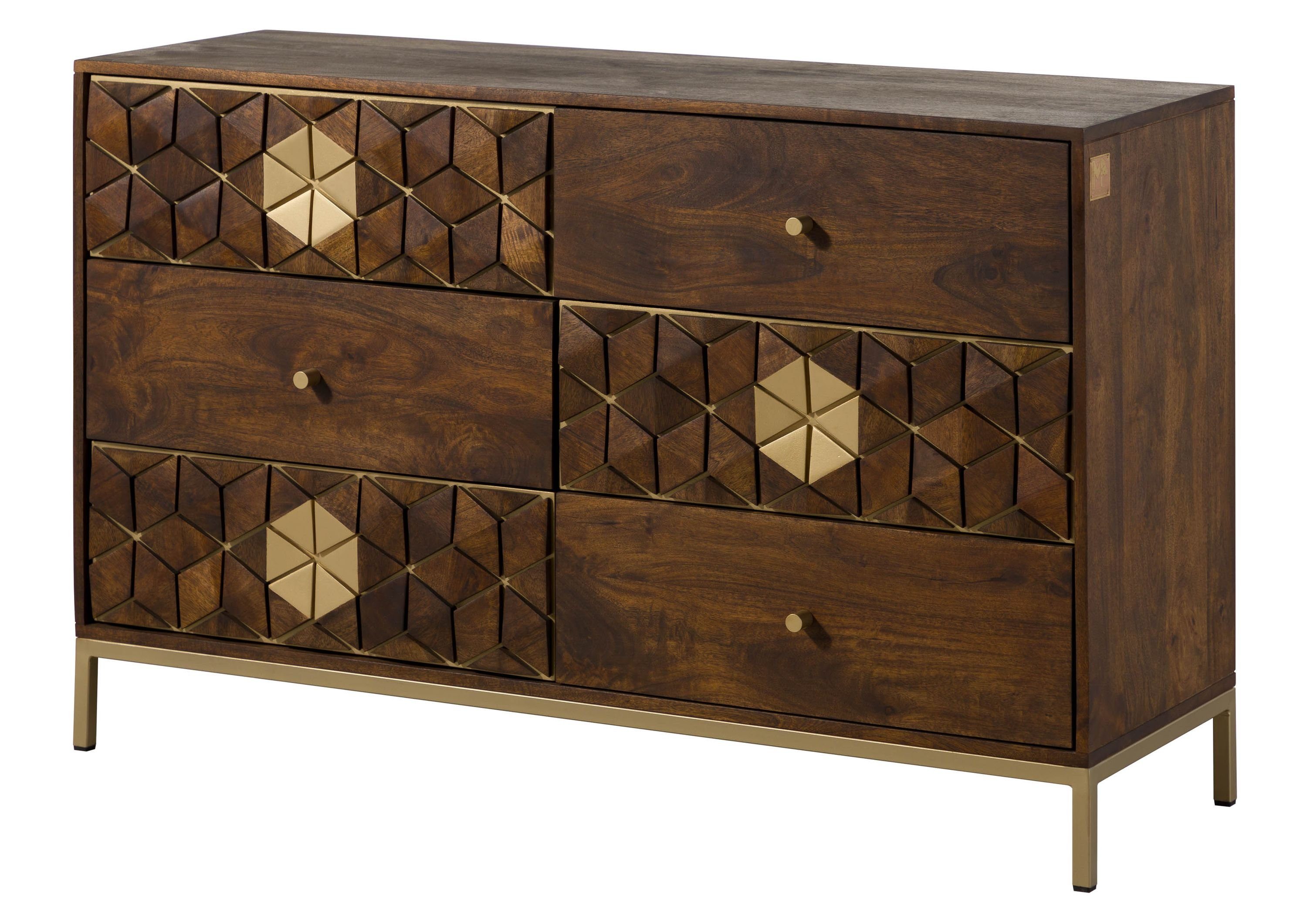 Massivmoebel24 Sideboard (Massivholz), Mango 122x40x77 braun geölt DIAMOND #209