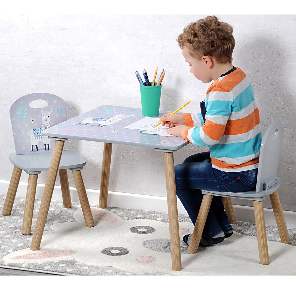 Motiv: Stühlen, FSC mit ALPAKA Alpaka Kindersitzgruppe Grau, 2 Kindertisch 1 Kesper