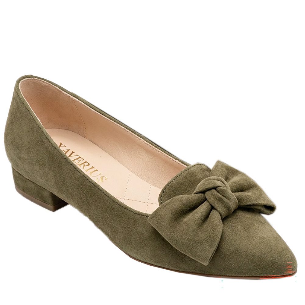 XAVER LUIS Schuhmanufaktur Ballerinas Cocos mit Schleife oliv Ballerina günstig online kaufen