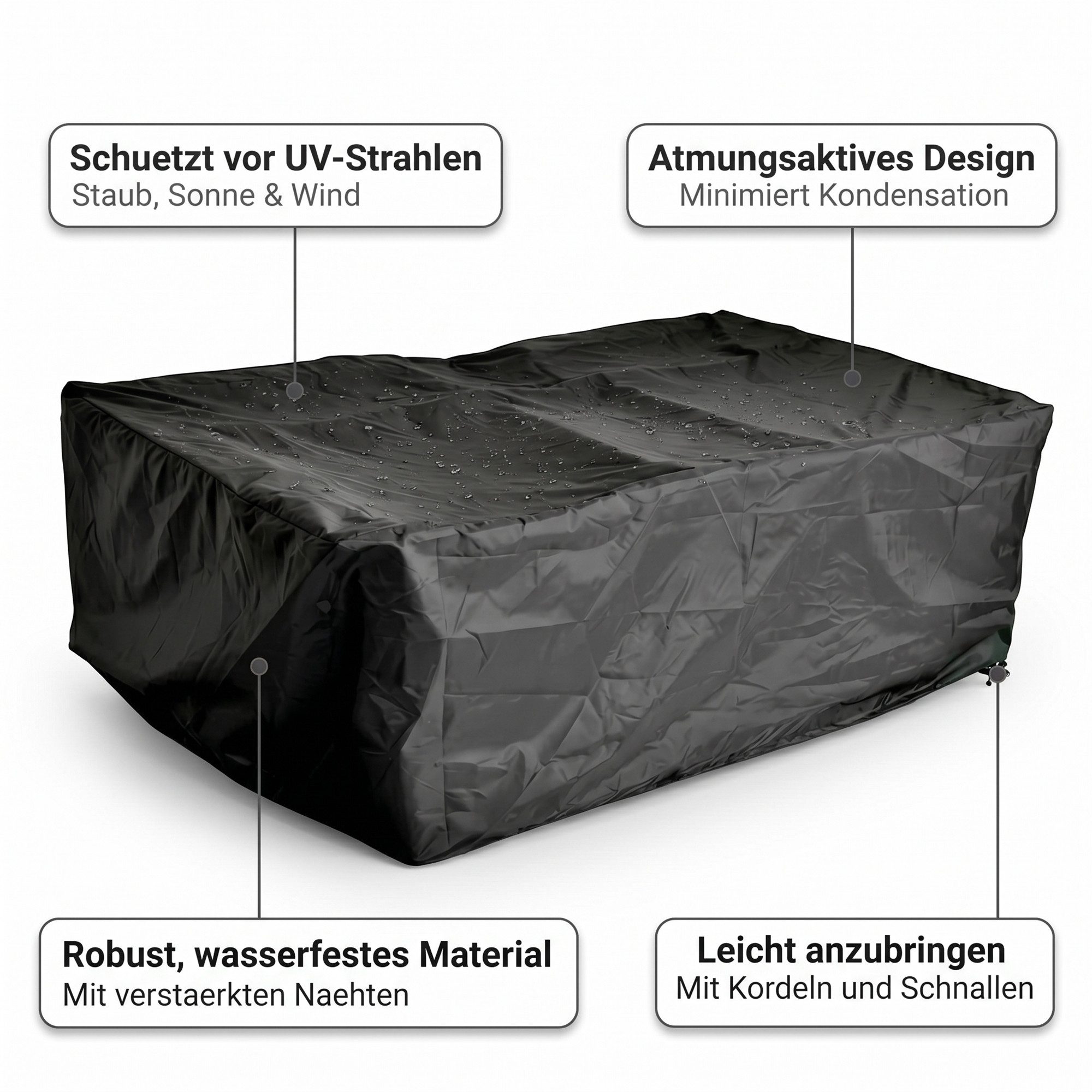 Mucola Gartenmöbel-Schutzhülle Schutzhülle 262x192x70 Abdeckplane Rattan Gartenmöbel Wetterschutz (Einzelartikel, 1-St., 1xSchutzhülle), Möbelschutzhülle – Bild 5 von 5