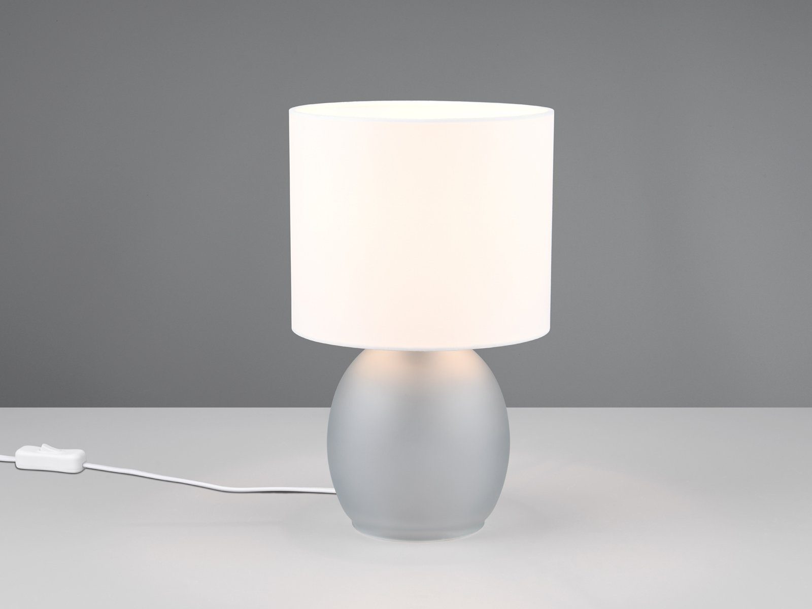LED Fensterbank H:29cm dimmbar Dimmfunktion, kleine LED meineWunschleuchte Nachttischlampe, Design-klassiker Glas-fuß Grau warmweiß, für wechselbar,