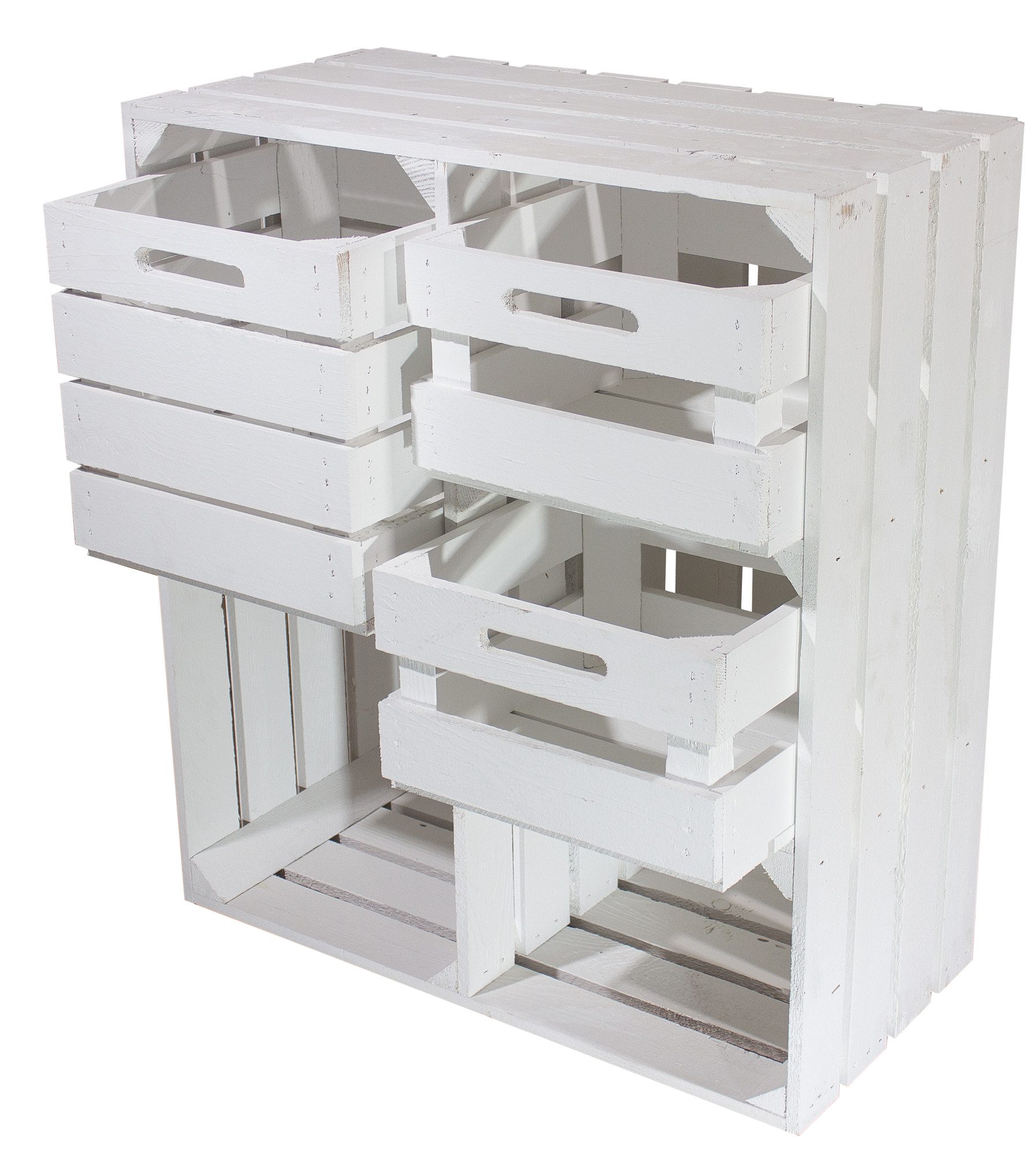 Allzweckkiste große Kommode HS3 weiss mit Schubladen (Spar-Set)
