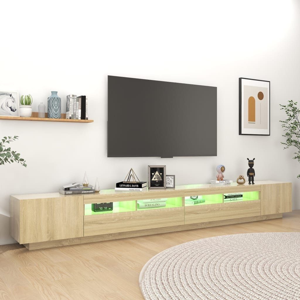 vidaXL Sonoma-Eiche TV-Schrank TV-Schrank Eiche Sonoma LED-Leuchten cm 300x35x40 (1-St) mit