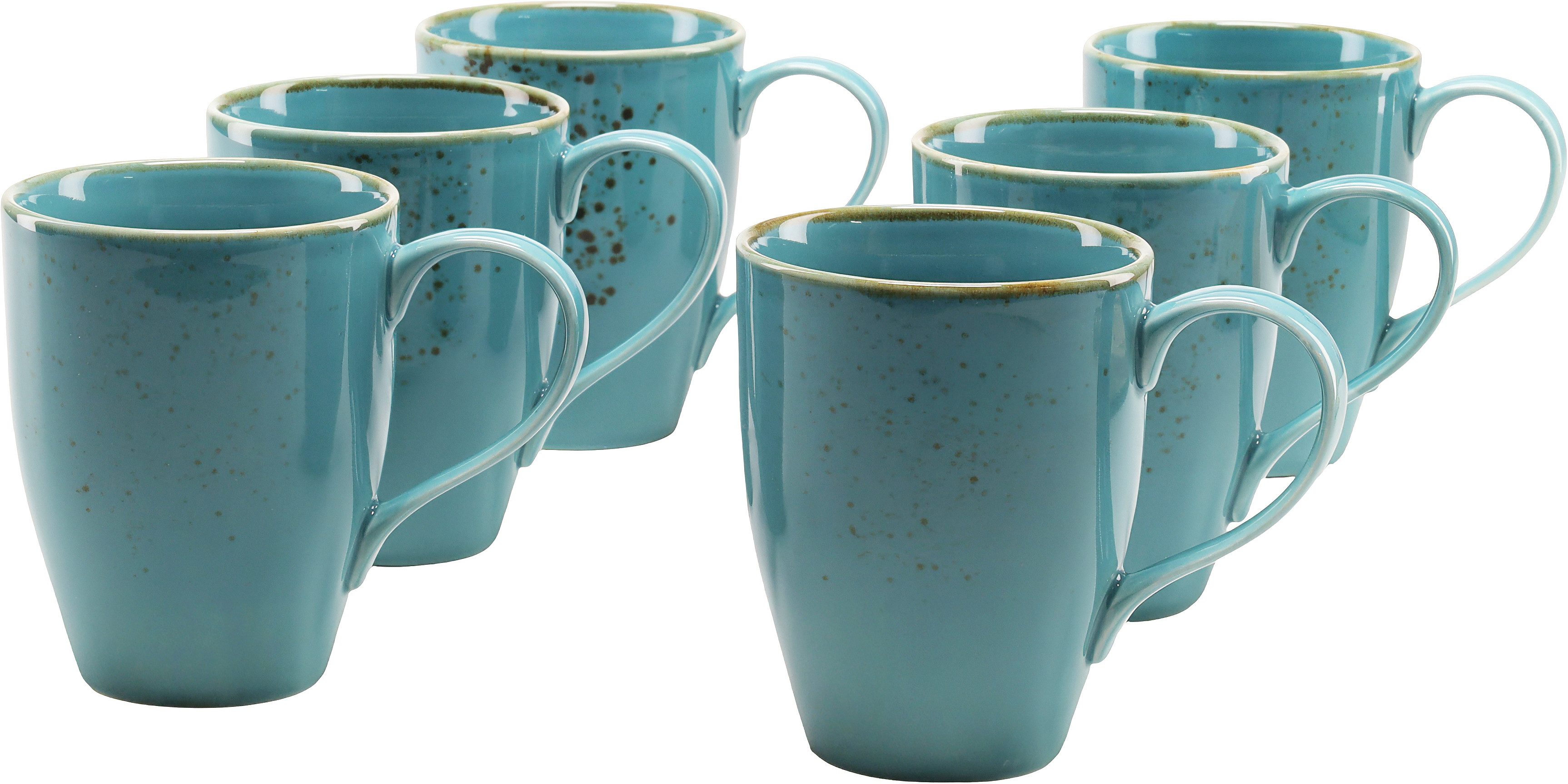CreaTable Becher Kaffeebecher NATURE COLLECTION, 6-tlg., Steinzeug, Tassen Set, 6-teilig