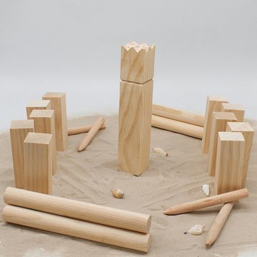 Koopman Spielzeug-Gartenset Braun, (Wikingerspiel Set, 1-tlg), Kubb, Teamspiel, Holzspiel, 21-teilig