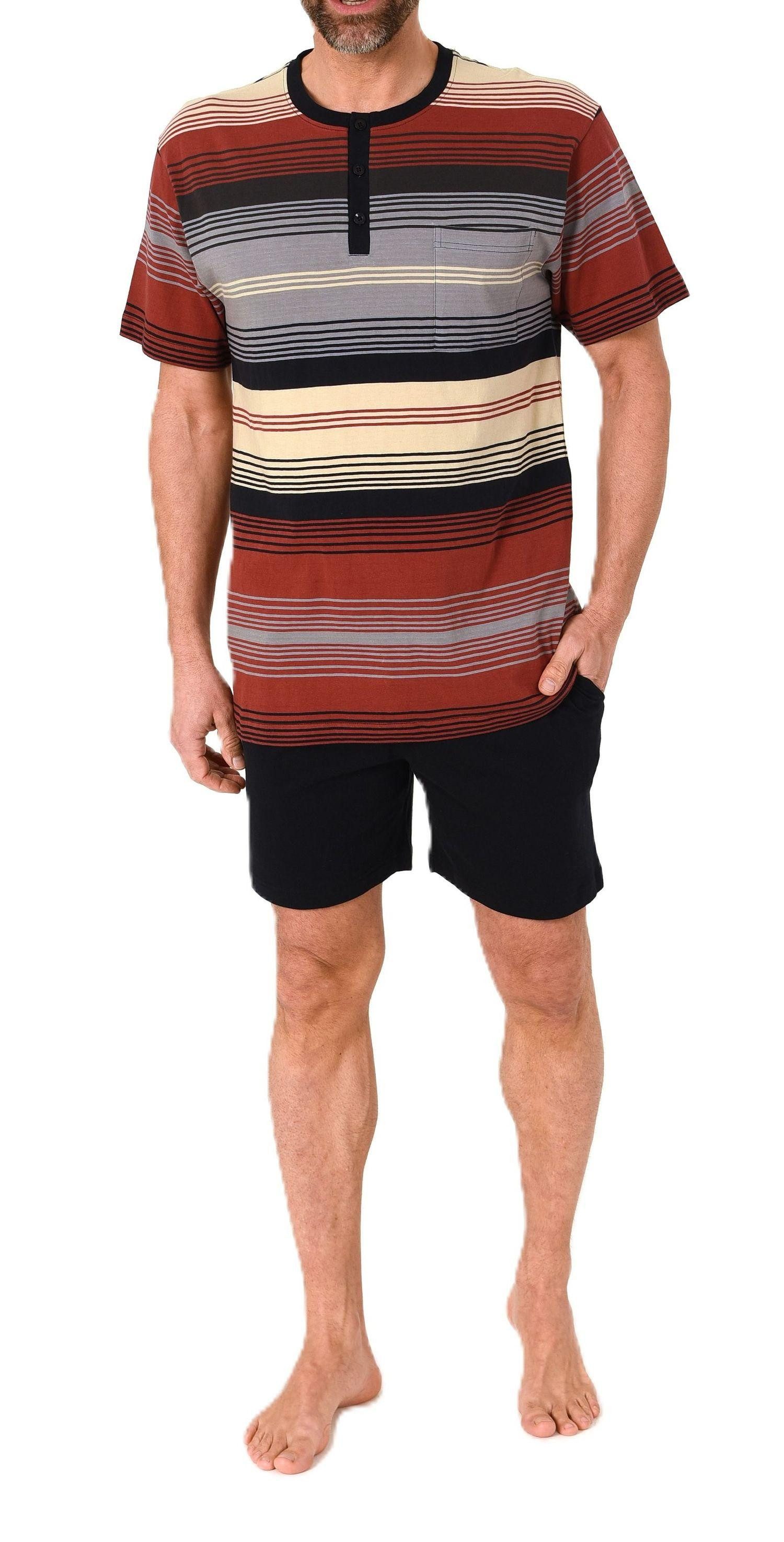 Normann Pyjama Normann Herren kurzarm Schlafanzug Shorty mit Knopfleiste am Hals