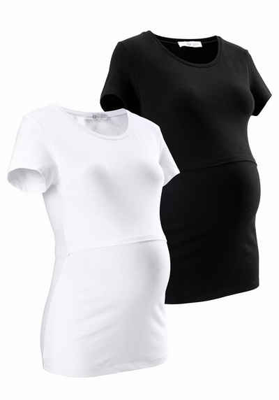 Neun Monate Umstandsshirt, 2er Pack T-Shirts für Schwangerschaft und Stillzeit (Packung, 2-tlg), mit praktischer Stillfunktion