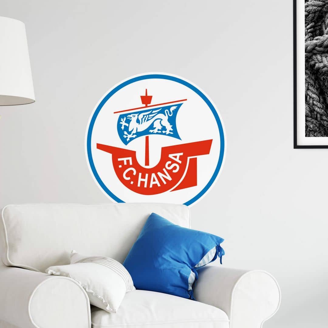 K&L Wall Art Wandtattoo Fußball Wandtattoo FC Hansa Rostock Schiff Logo Mecklenburg Vorpommern, Wandbild selbstklebend, entfernbar