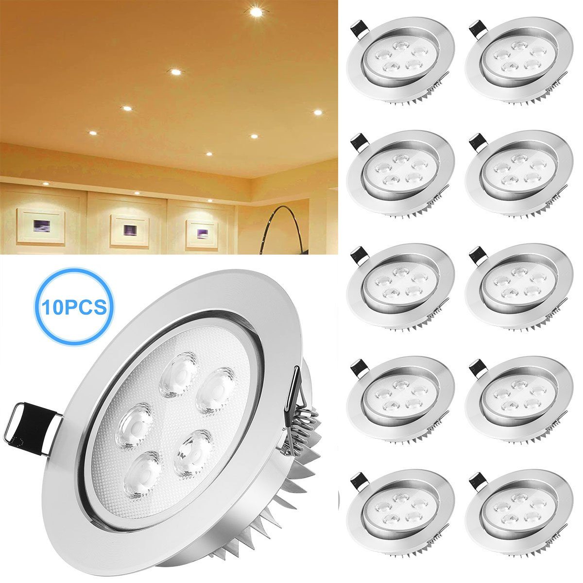 Ultra integriert, Stück LED Büro, Einbaustrahler LED LED Warmweiß Spots, Flach 10 Badezimmer, Spot, IP44 oyajia 3W/5W Wohnzimmer, LED 3W Wasserdicht 10x für 230V Einbauleuchte fest