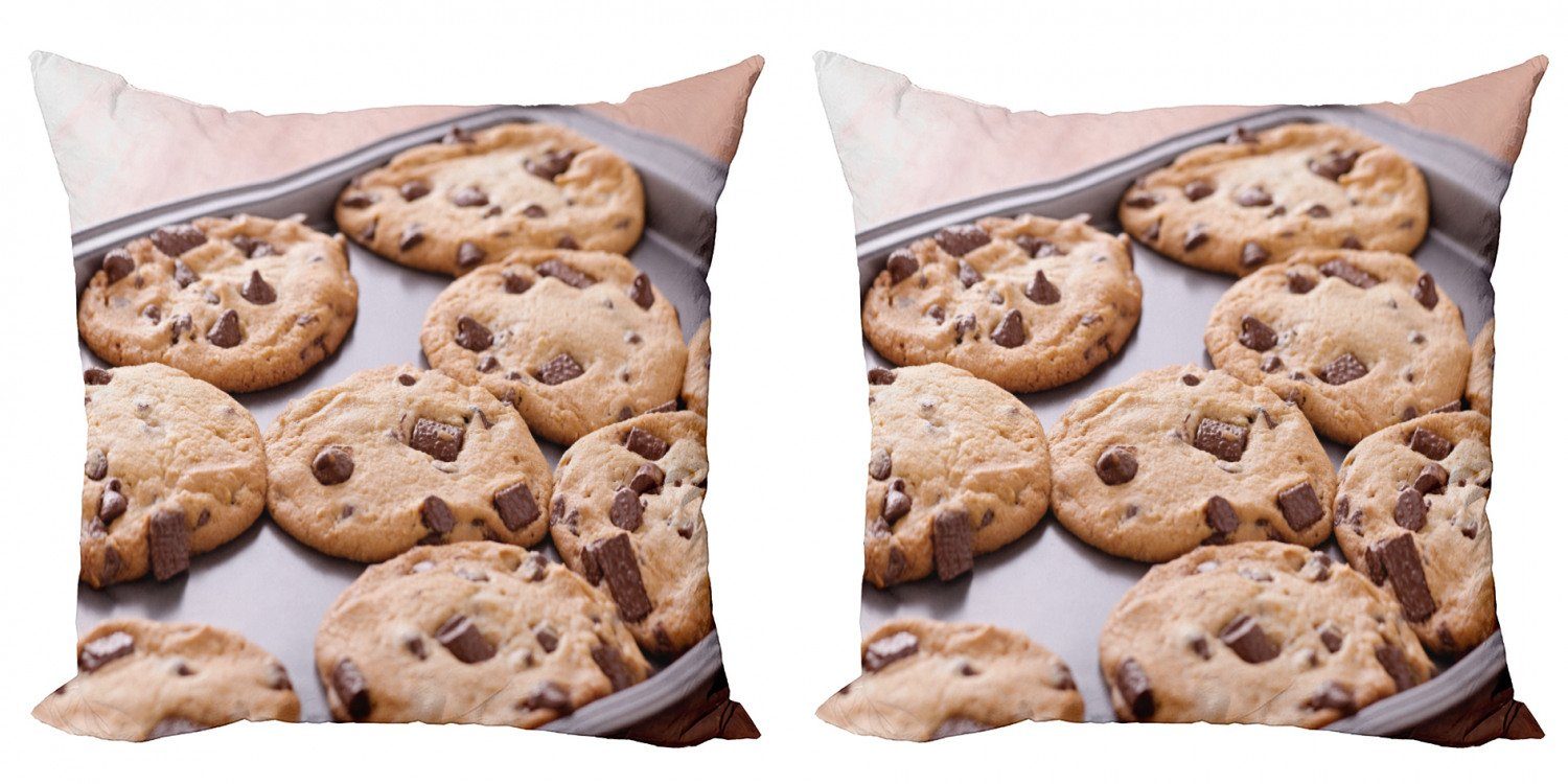 Doppelseitiger Plätzchen Stück), Kissenbezüge Schokolade auf Modern Accent einem Tablett Snacks Abakuhaus Digitaldruck, (2