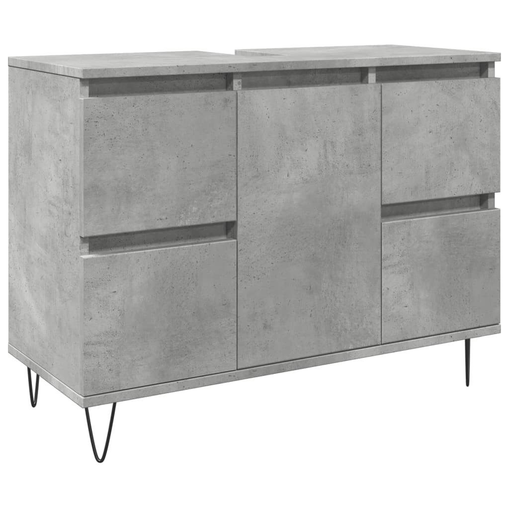vidaXL Badezimmer-Set Badschrank Betongrau 80x33x60 cm günstig online kaufen