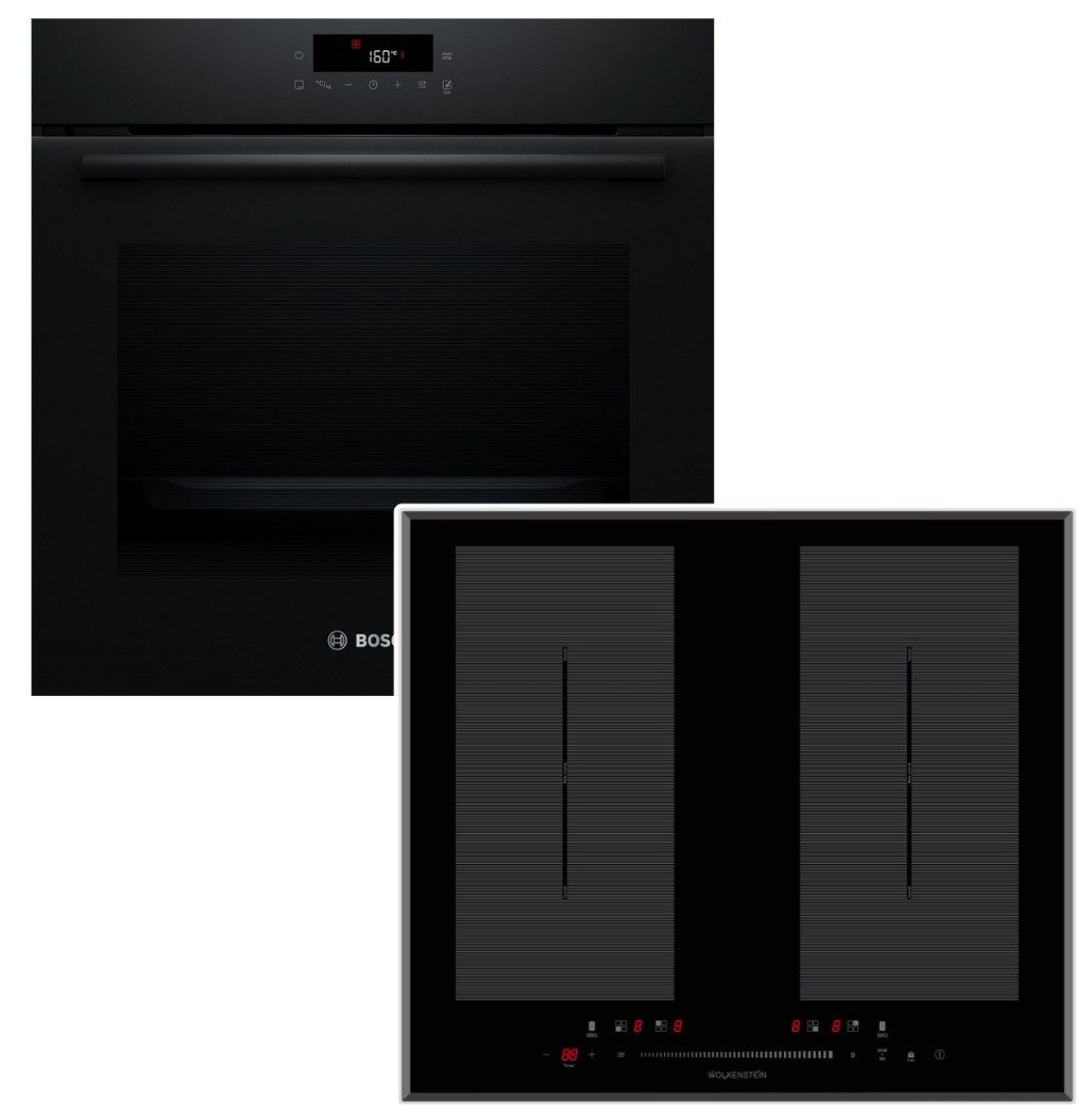 BOSCH Backofen-Set Einbaubackofen Pyrolyse + Wolkenstein Induktionskochfeld Flex Booster, mit Nein, Pyrolyse-Selbstreinigung Hydrolyse