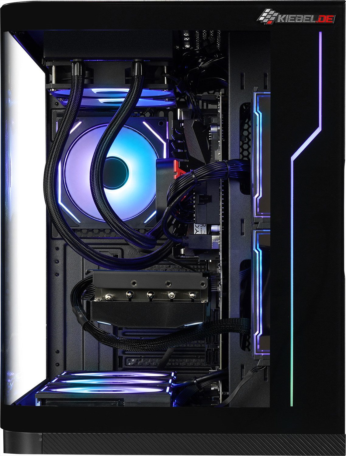 Kiebel Curve Gaming-PC (AMD Ryzen 7 AMD Ryzen 7 9800X3D, RTX 5070, 32 GB RAM, 1000 GB SSD, Wasserkühlung, WLAN, ARGB-Beleuchtung)