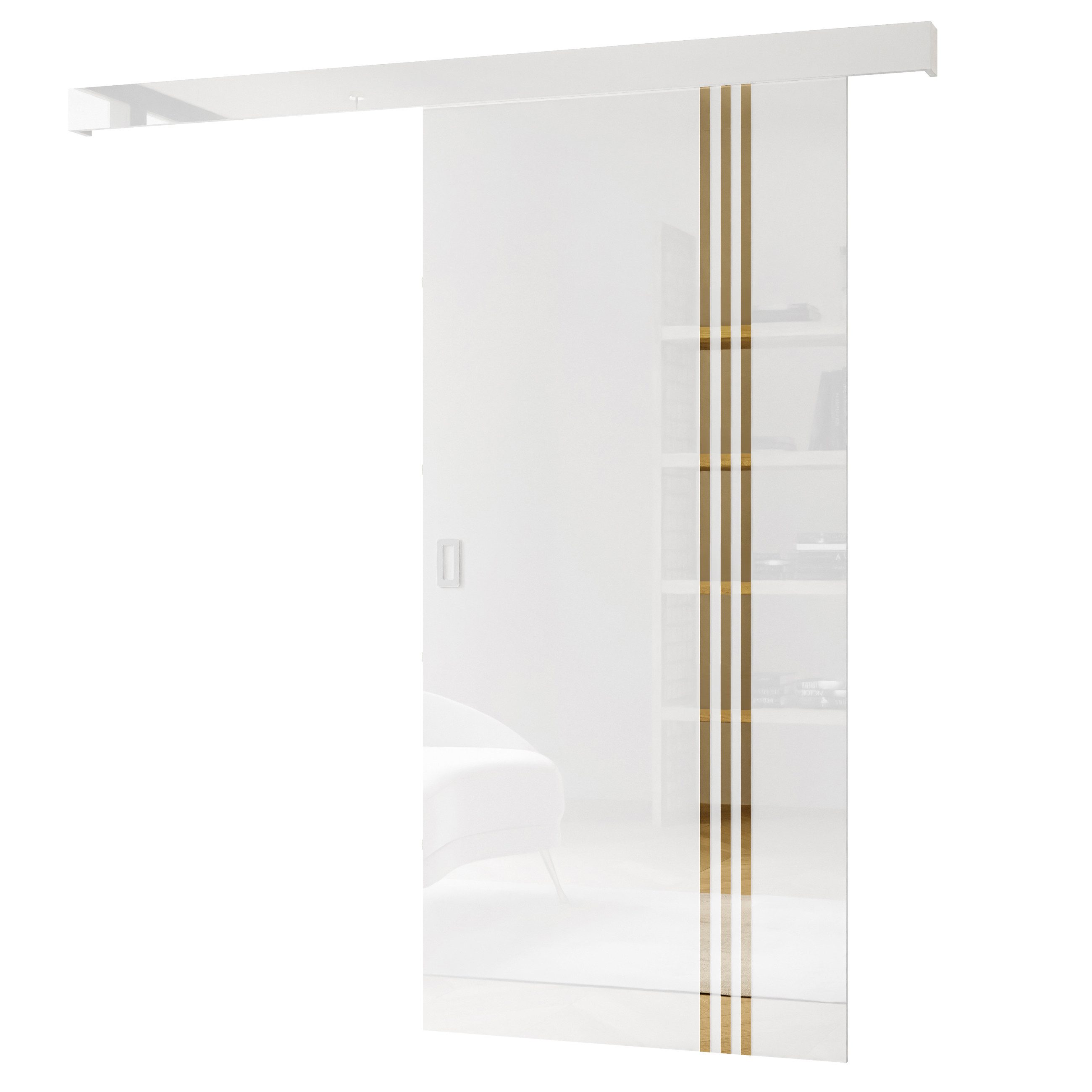 Lookway Schiebetür YORK GLOSSY III mit goldenen Streifen, Breite: 96 cm