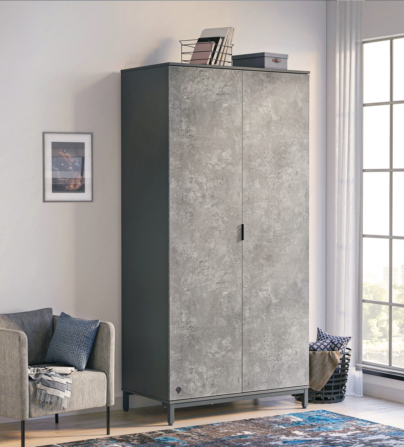 Möbel-Zeit Kleiderschrank SPACE, 2-trg. mit Spiegel