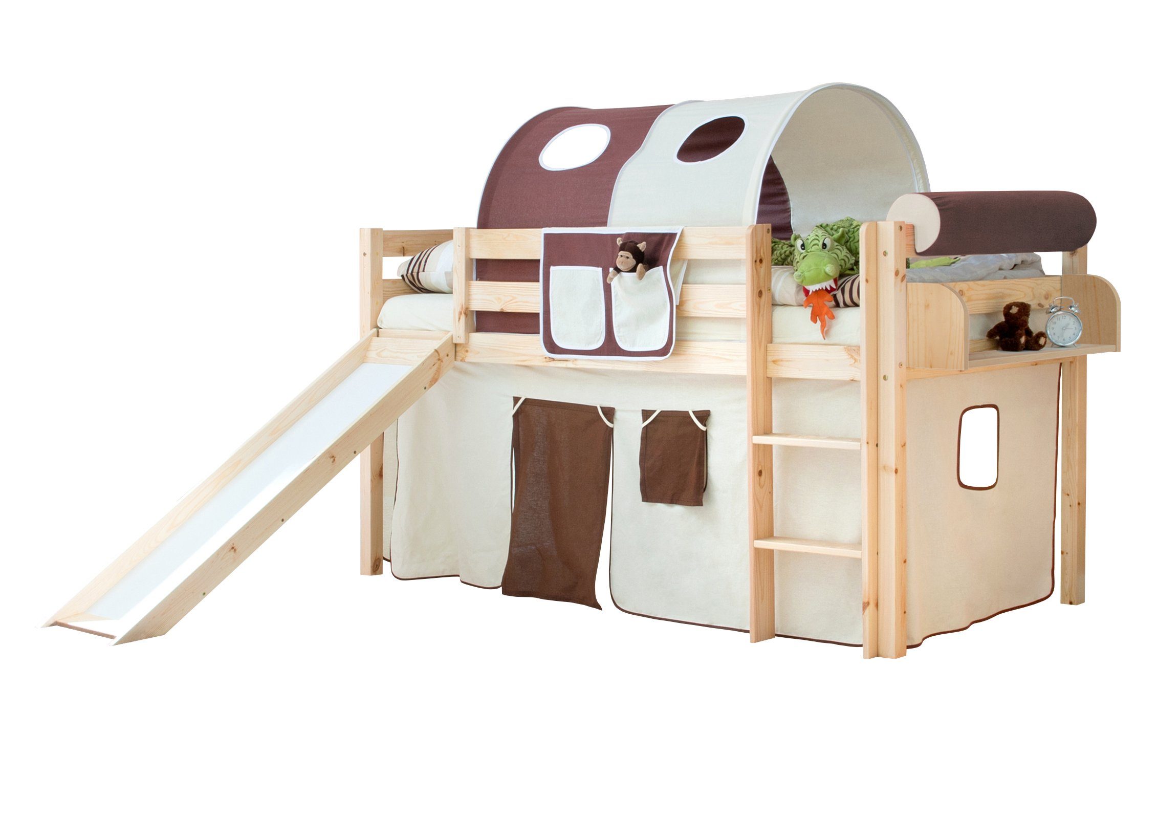 Ticaa Hochbett Rutschbett "Manuel" Kiefer Natur Classic