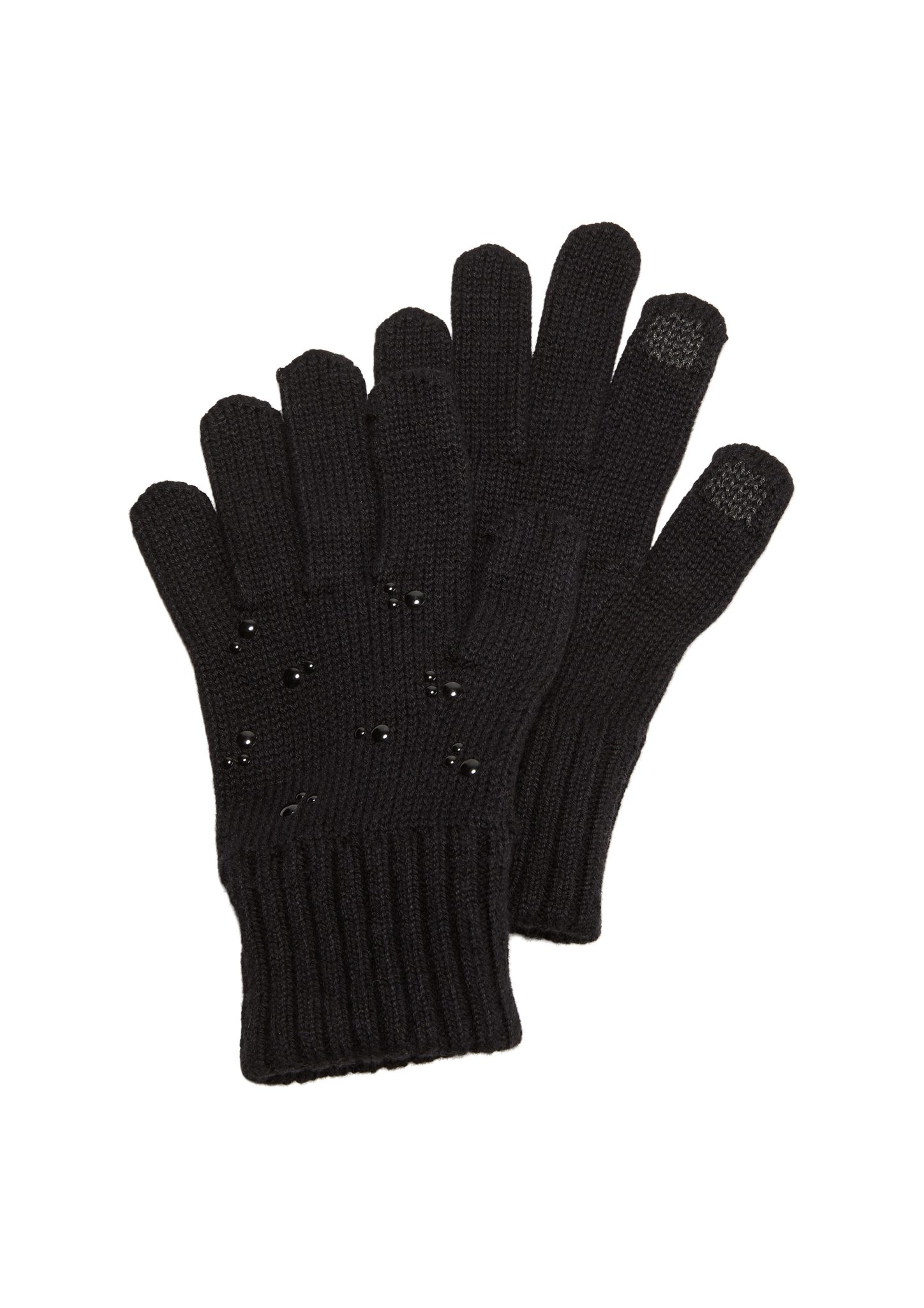 s.Oliver Strickhandschuhe Handschuhe aus Modalmix schwarz Rippbündchen