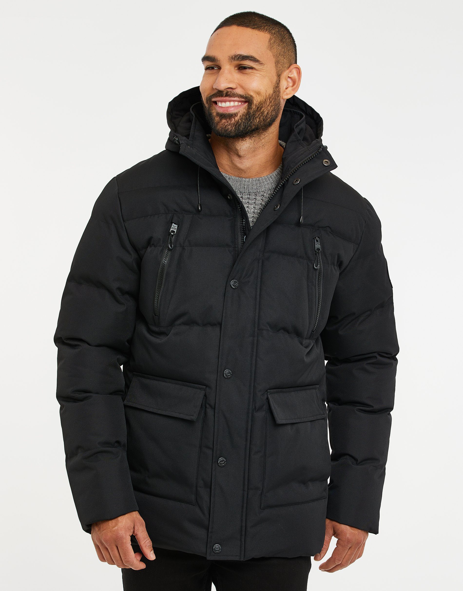 Threadbare Winterjacke THB Jacket Jackton Global Recycled Standard (GRS) zertifiziert Black- schwarz