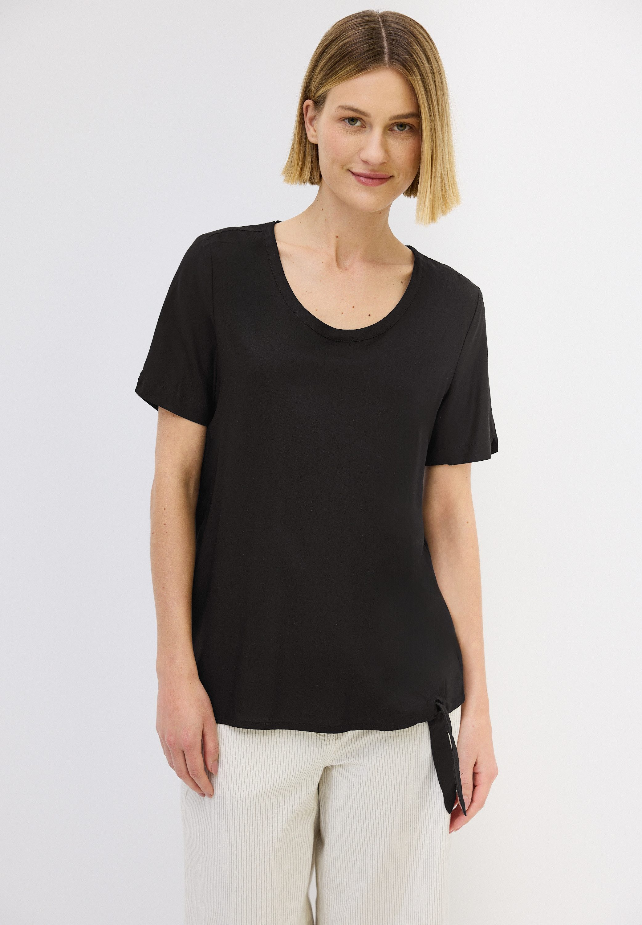 CECIL Shirtbluse Elastiksaum mit Knotendetail