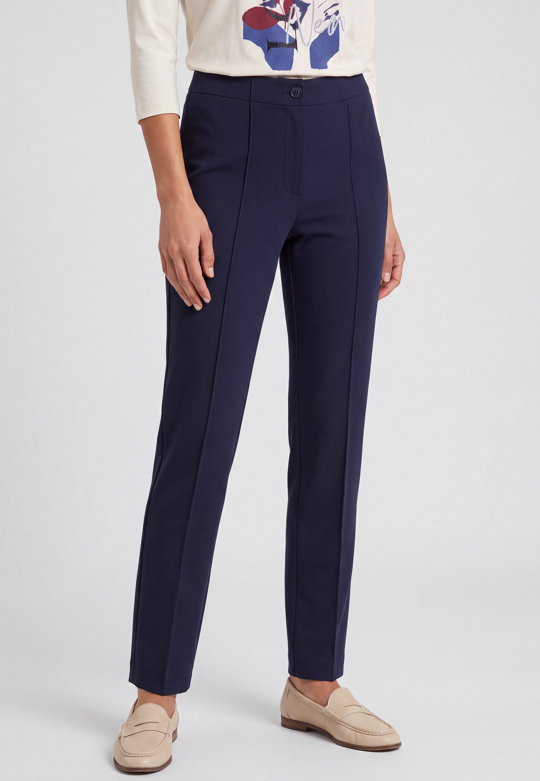 Olsen Stoffhose mit schmalem Bein und Leistentaschen