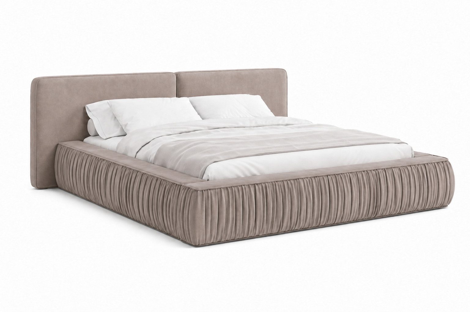 MOEBLO Polsterbett 08 (aus edlem Samt (Riviera Velours) – Modernes Designer-Doppelbett mit weich gepolstertem Kopfteil, stabilem Metall-Holz-Rahmen und großem B – Bild 4 von 5
