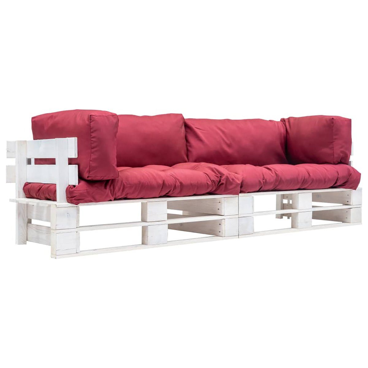 aus Kissen Big-Sofa mit Kiefernholz DOTMALL 2-teiliges Garten-Paletten-Sofa-Set roten