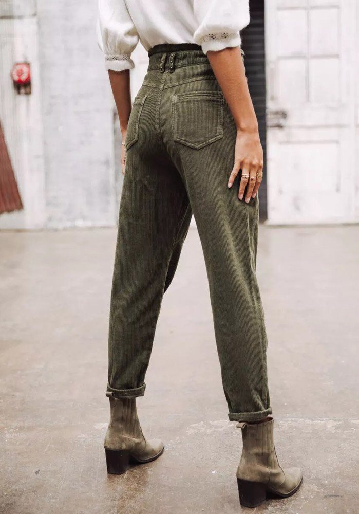 Freeman T. Porter Boyfriend-Hose Lara Veluto Forest Night Damen Hose High W günstig online kaufen