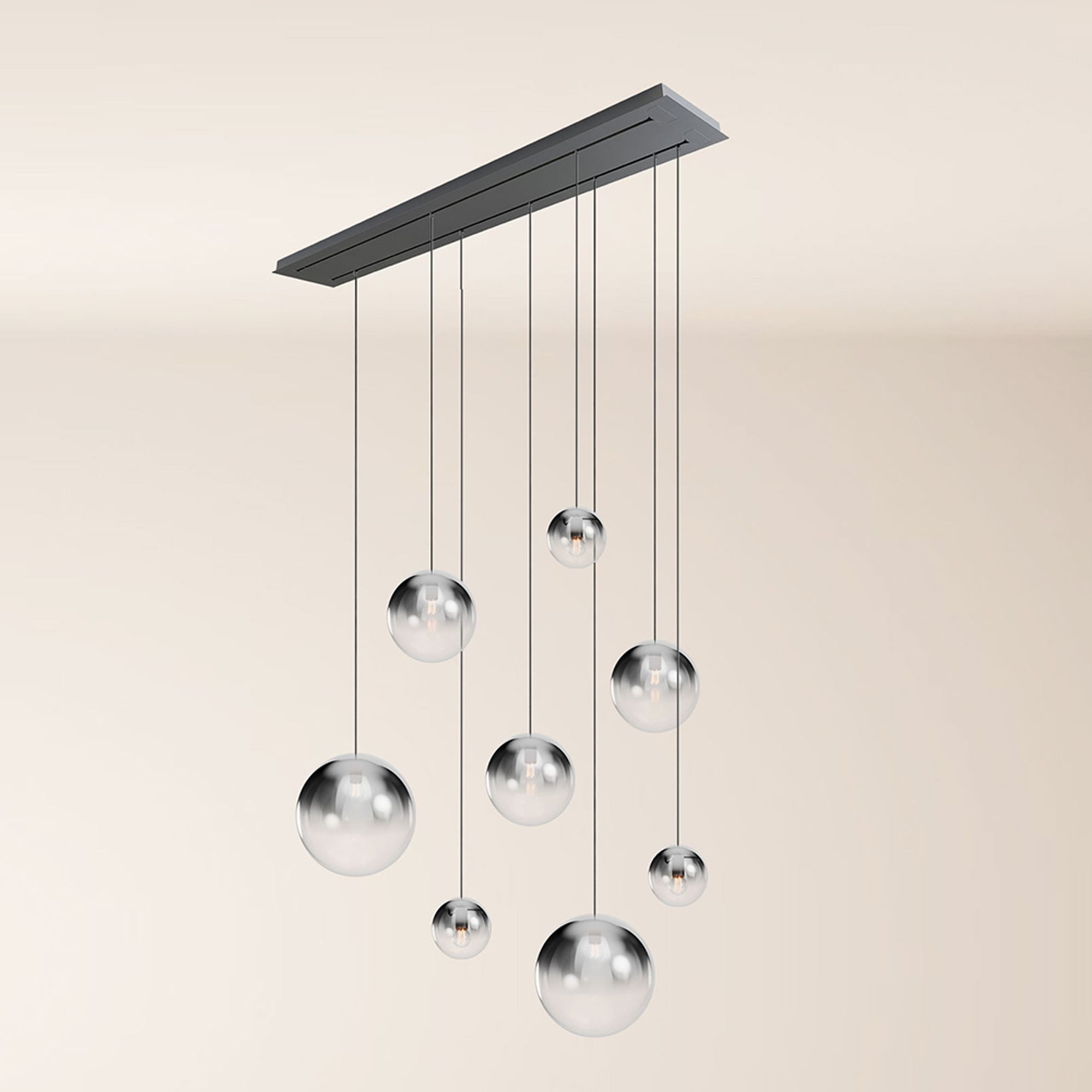 s.luce Pendelleuchte Orb Esstischleuchte 8-flammig 160cm 2-reihig