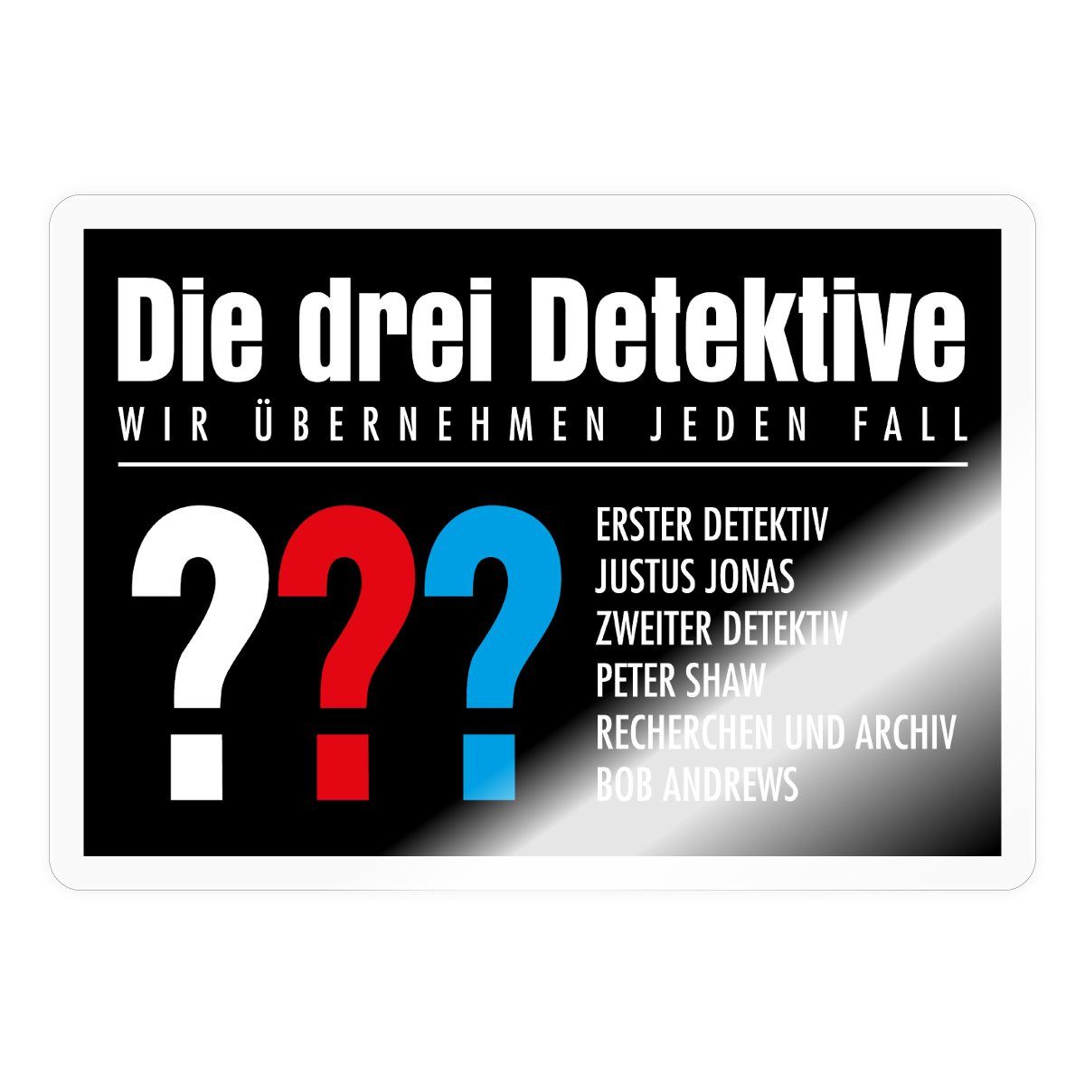 Spreadshirt Aufkleber Die Drei Fragezeichen Detektive Visitenkarte Sticker Sticker Aufkleber